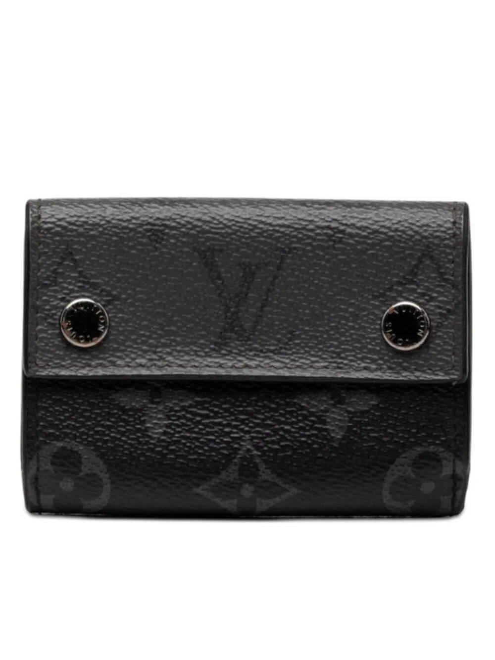 Louis Vuitton Monogram Eclipse Reverse Discovery Compact Wallet Trifold Gray
